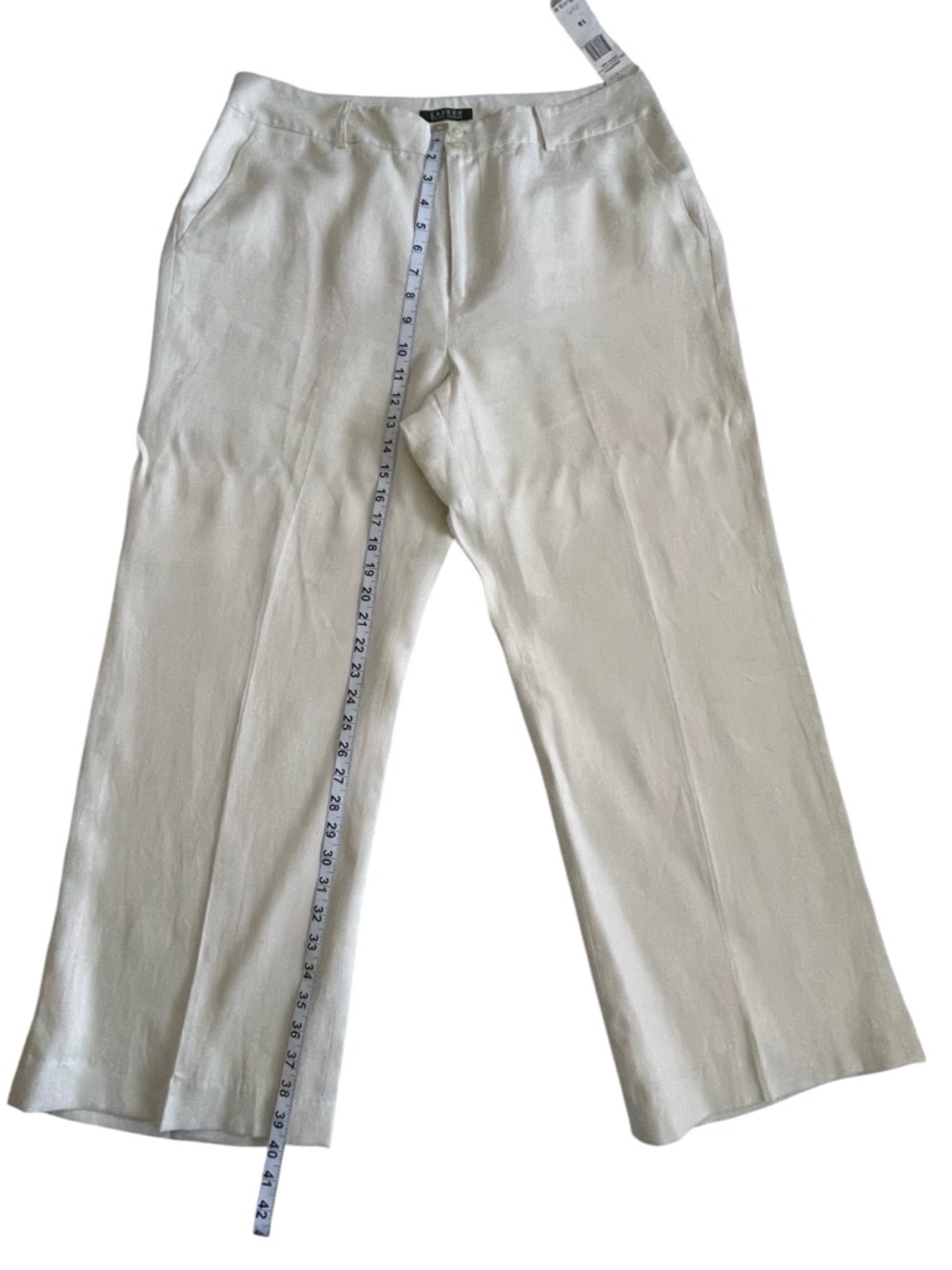 Lauren Ralph Lauren Cream wide leg, fully lined linen dress pants Sz: 16 NWT - Picture 7 of 8